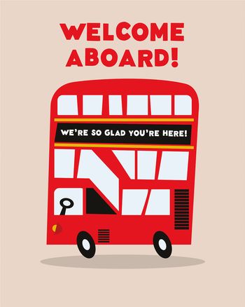 Use Welcome aboard - bus group welcome card