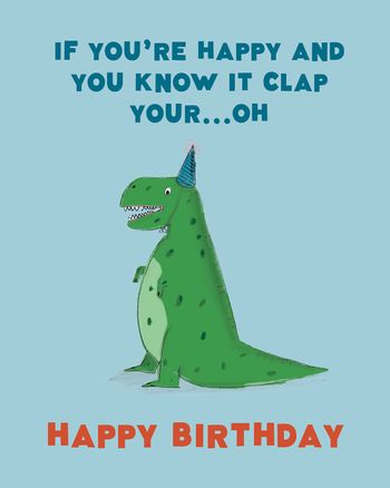 Use Funny T-rex group birthday card