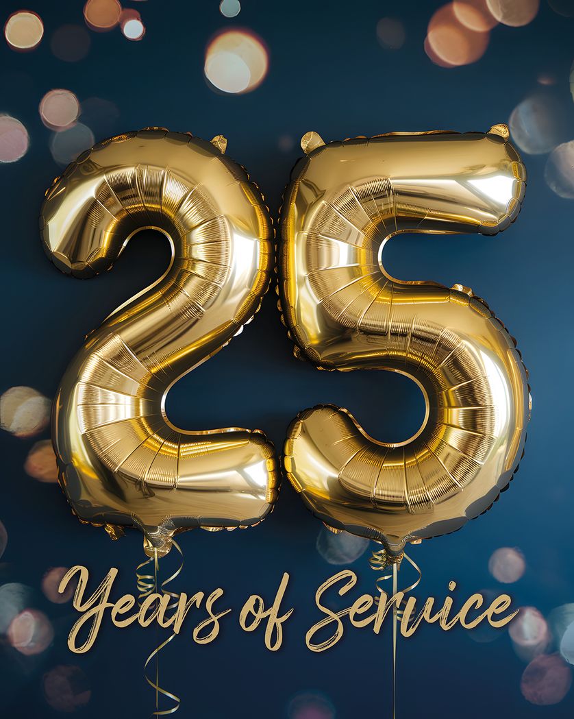 Card design "25 years of service group ecard"