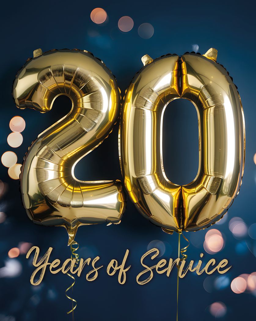 Card design "20 Years of service group ecard"