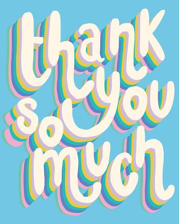 Use Bold curly type group thank you card