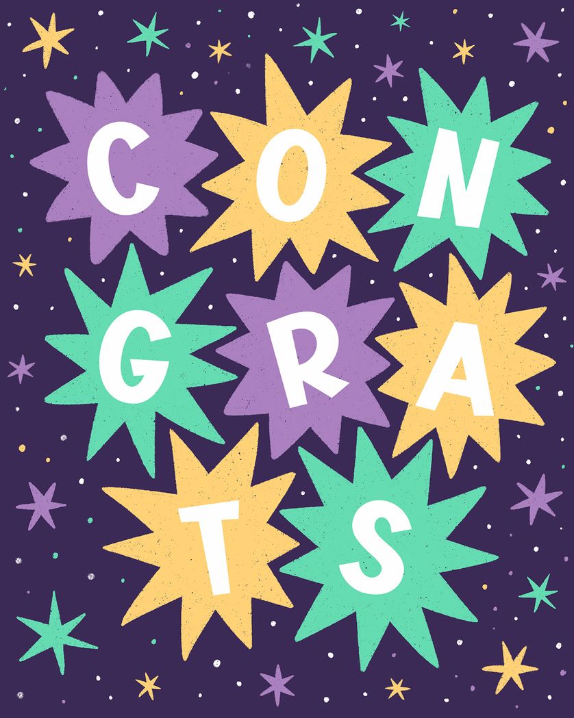 Card design "starburst group congratulations ecard"