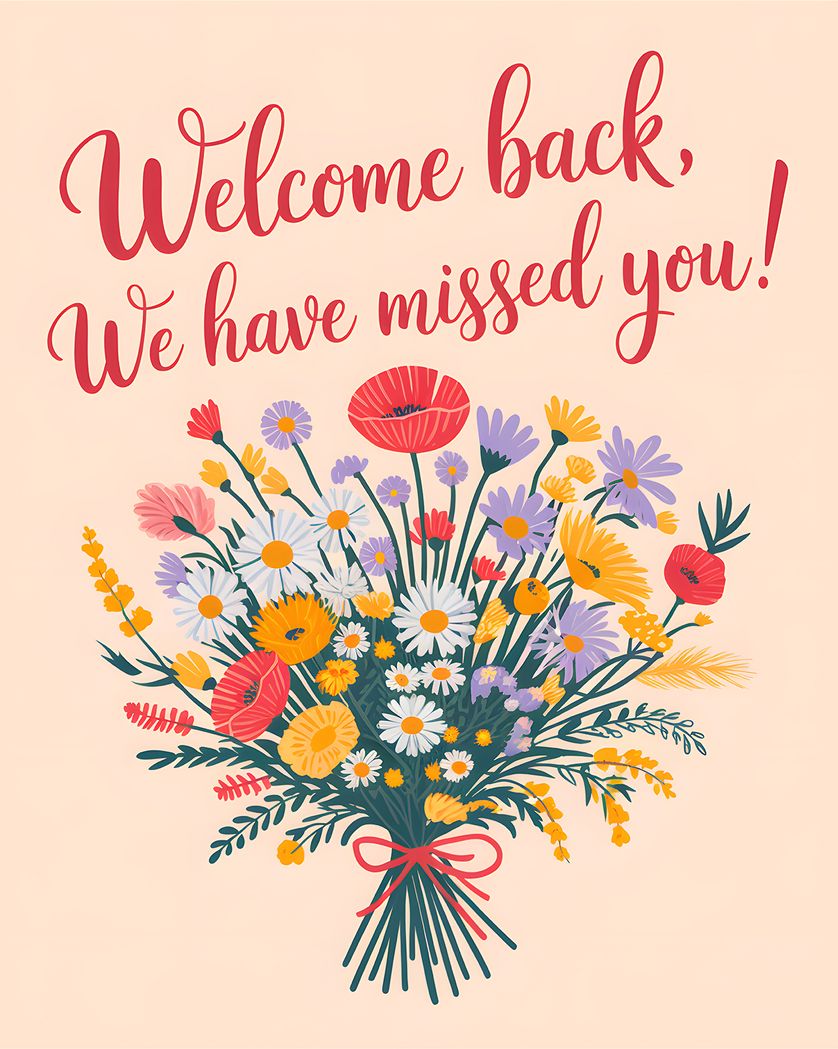 Card design "Bouquet of flowers group Welcome Back ecard"