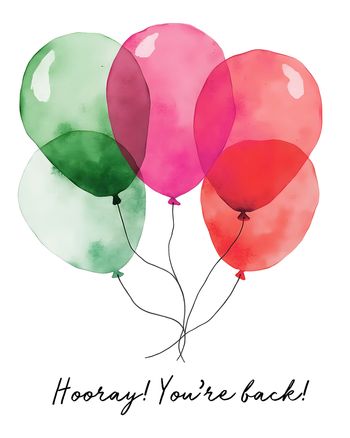 Use Watercolour balloons Group Welcome ecard