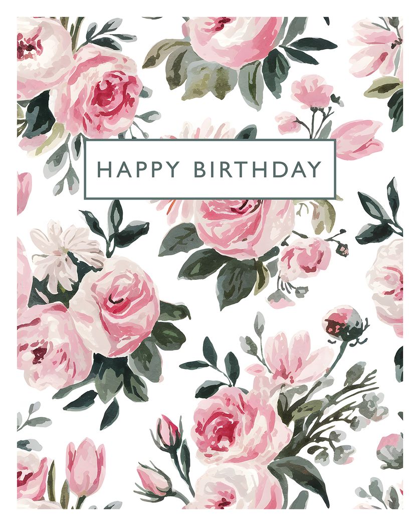 Card design "Ditsy Vintage Floral group Birthday ecard"