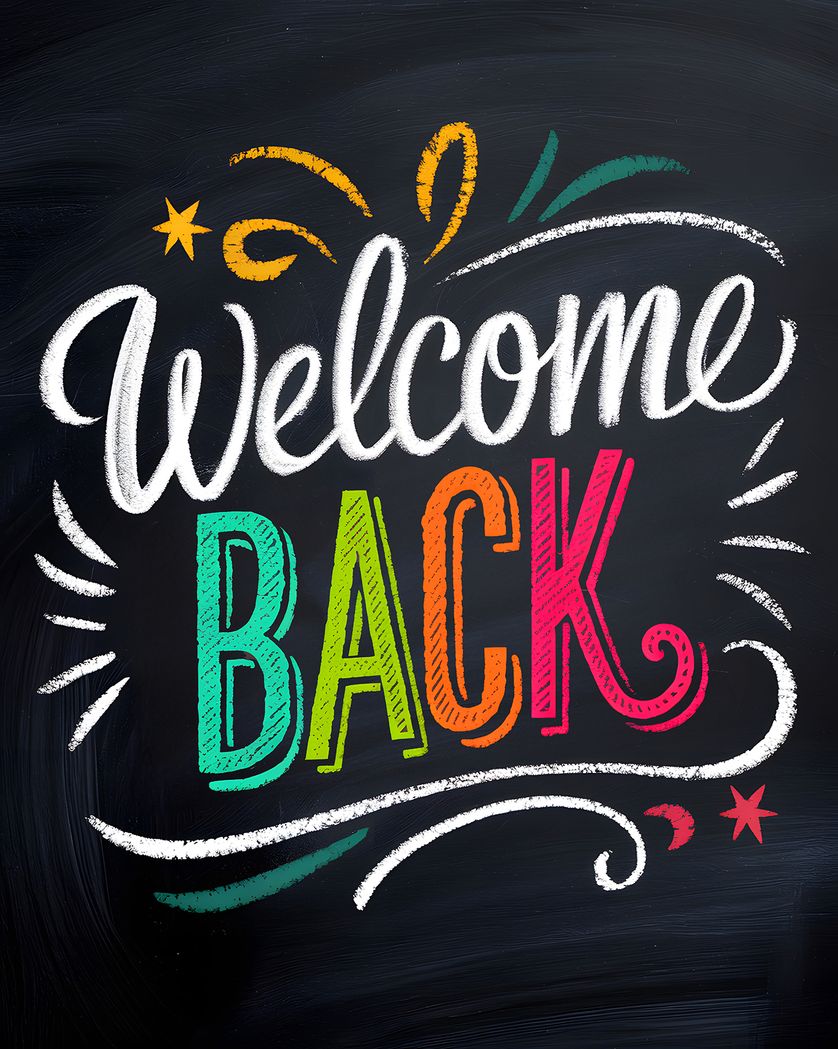 Card design "Bright Chalkboard - Welcome Back group ecard"