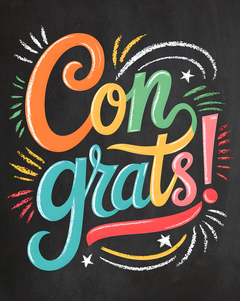 Card design "Bright Chalkboard - Congrats group ecard"