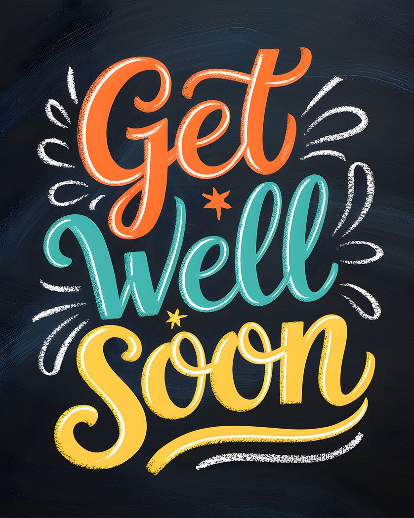 Card design "Bright Chalkboard - Get well group ecard"