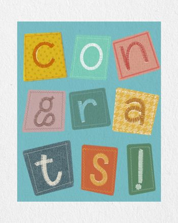 Use Patchwork fabric group congratulations card