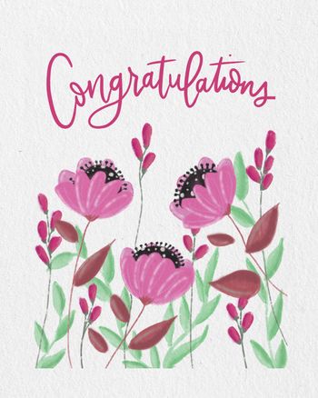 Use Pink flowers group congratulations ecard