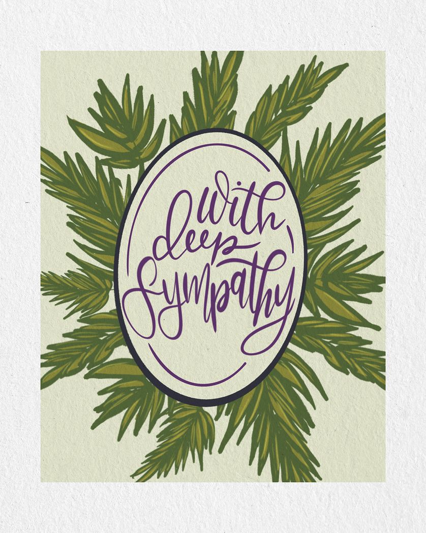 Card design "leafy wreath group sympathy card"