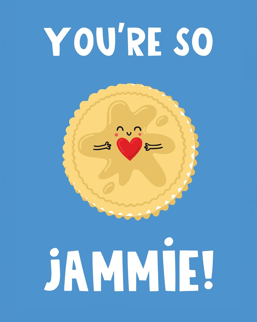 Card design "Funny Food - Jammy Dodger group Well Done Card"