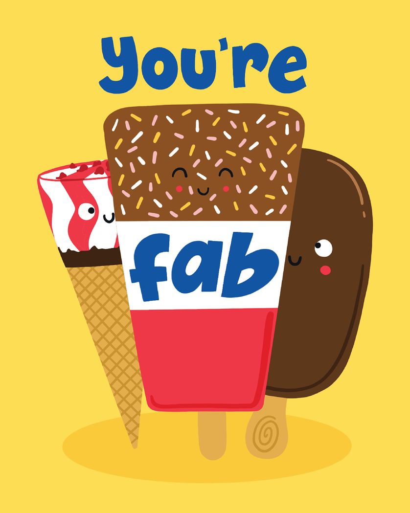 Card design "Funny Food -Fab Lolly group Well Done Card"