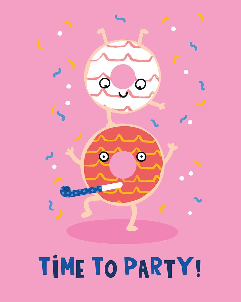 Card design "Funny Food - Party ring group Birthday Card"