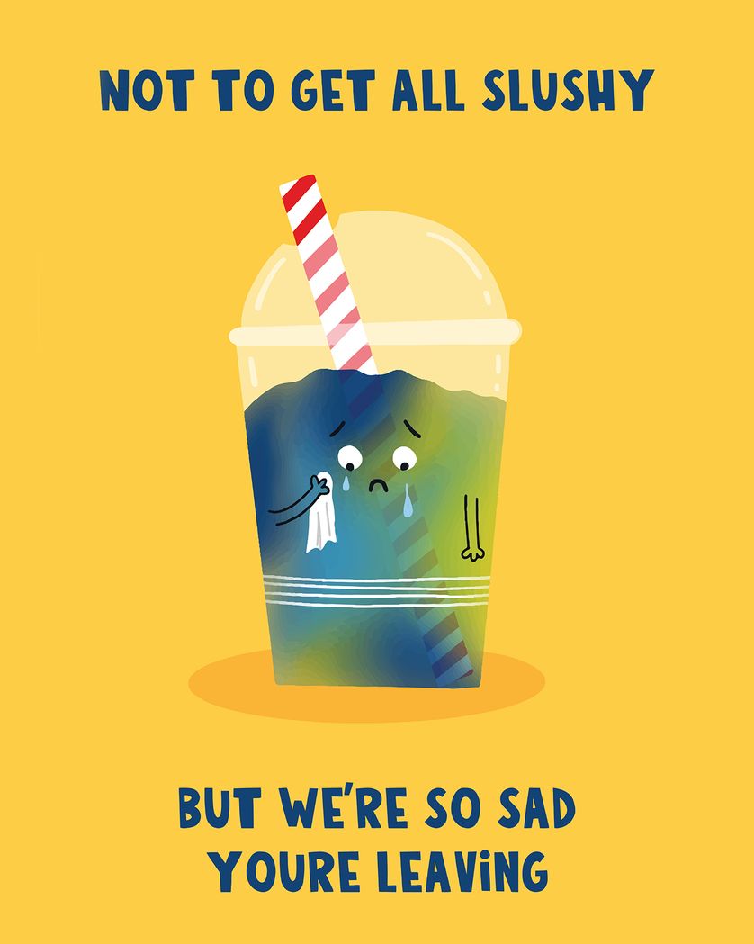 Card design "Funny Food - Slushy group Leaving Card"