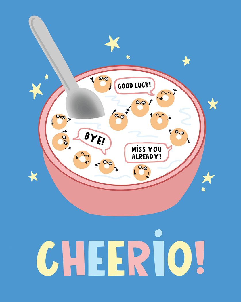 Card design "Funny Food - Cheerios group Leaving Card"