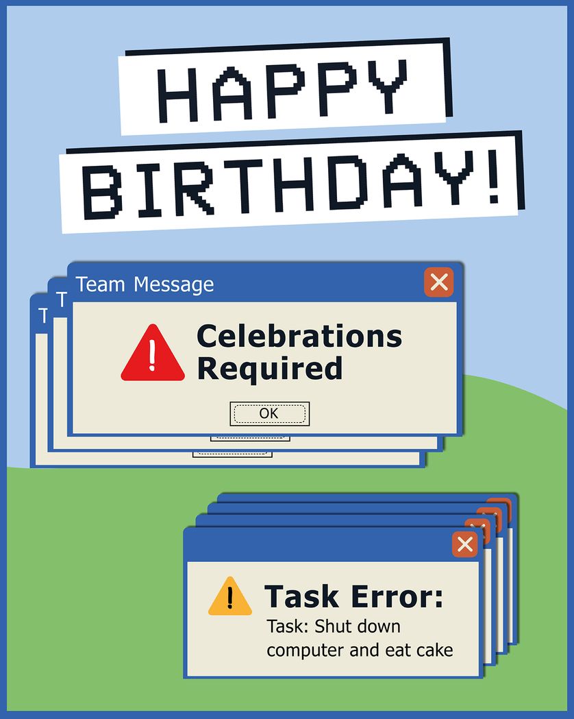 Card design "Computer File - group birthday ecard"