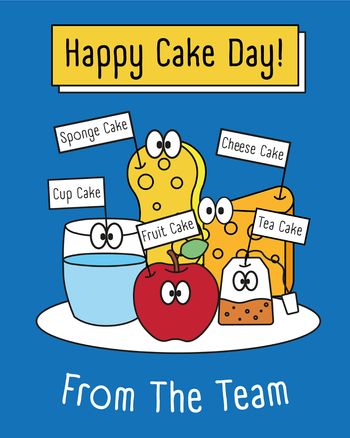 Use Weird Office cakes Group Birthday ecard