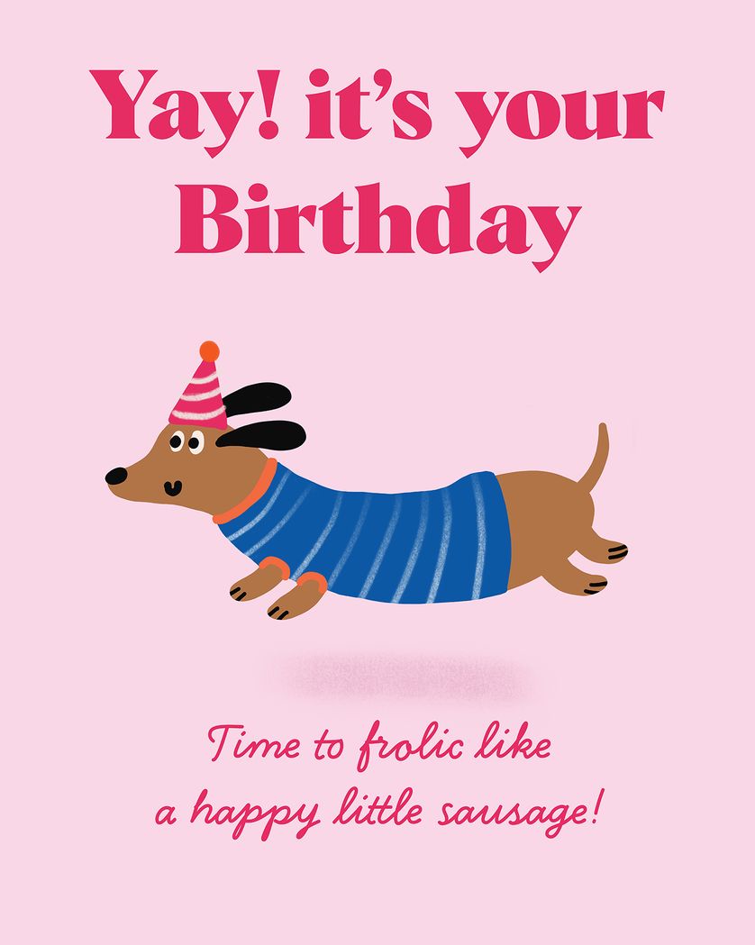 Card design "Birthday sausage dog - group ecard"