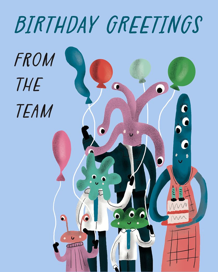 Card design "Alien team group birthday ecard"