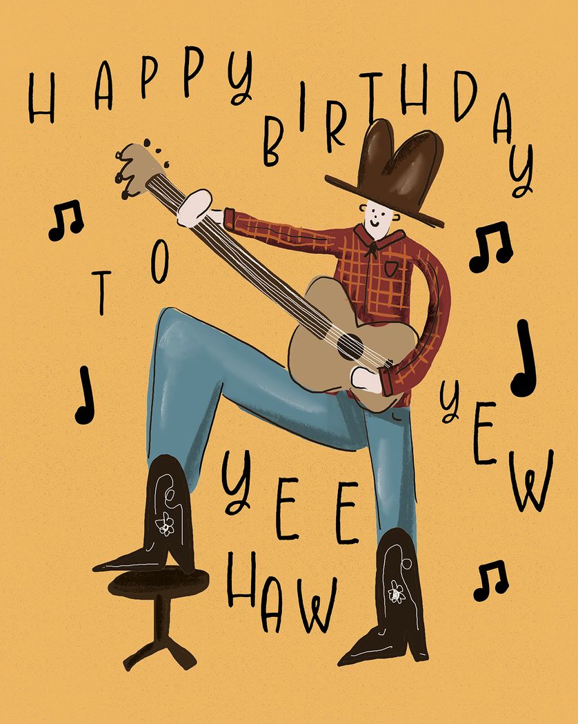 Card design "Singing Cowboy - Group Birthday Card"