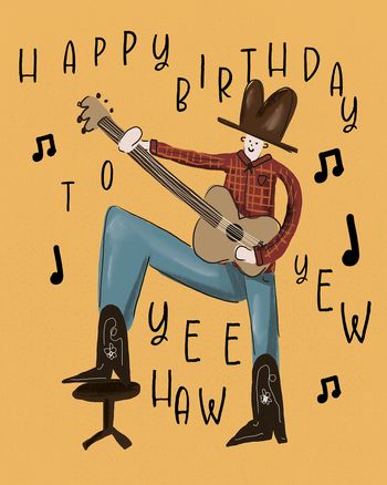 Use Singing Cowboy - Group Birthday Card