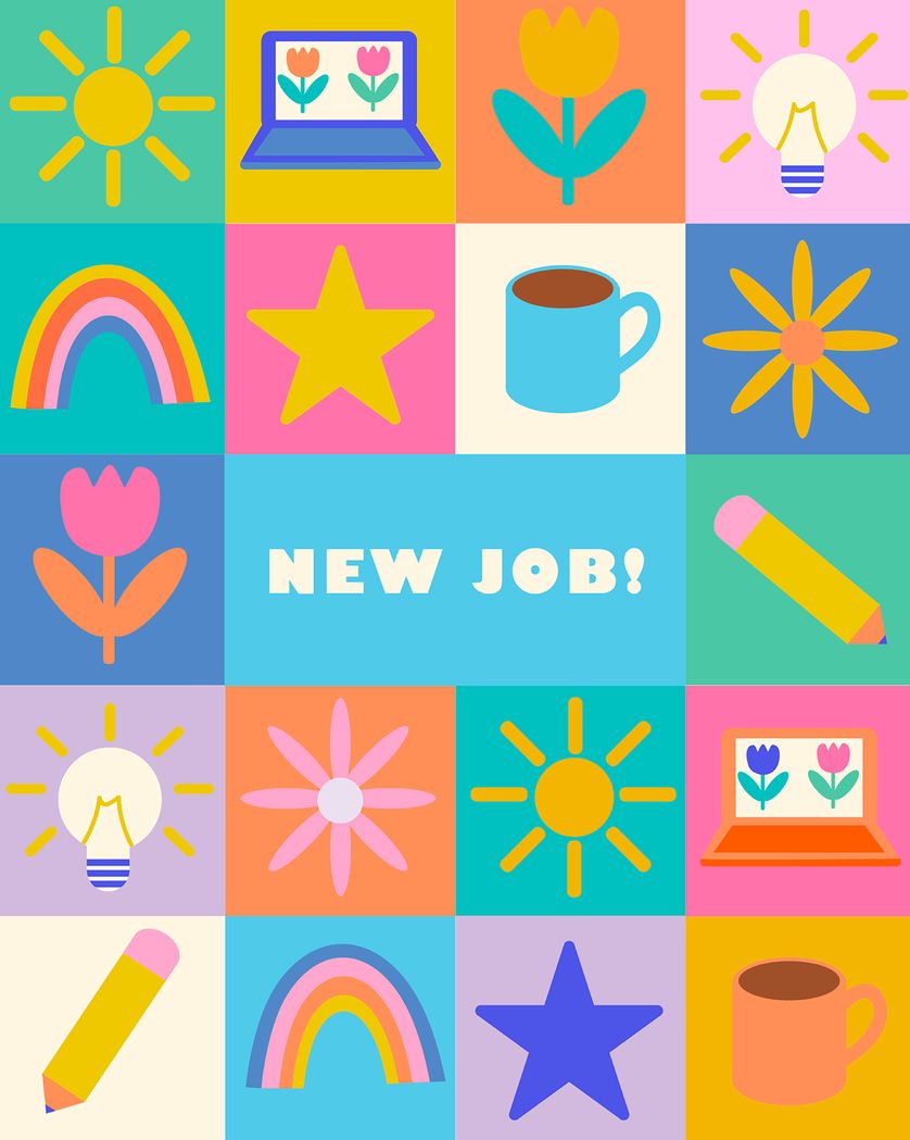 Card design "Bright icons group new job ecard"