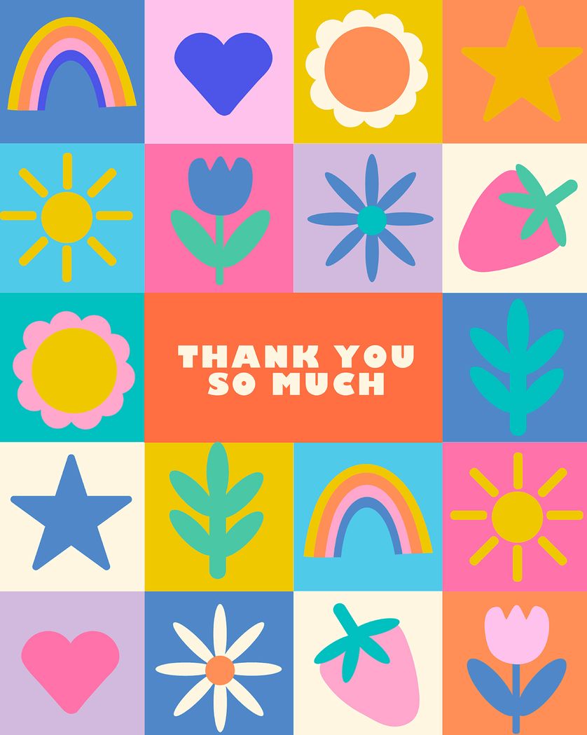 Card design "bright icons  - group thank you ecard"