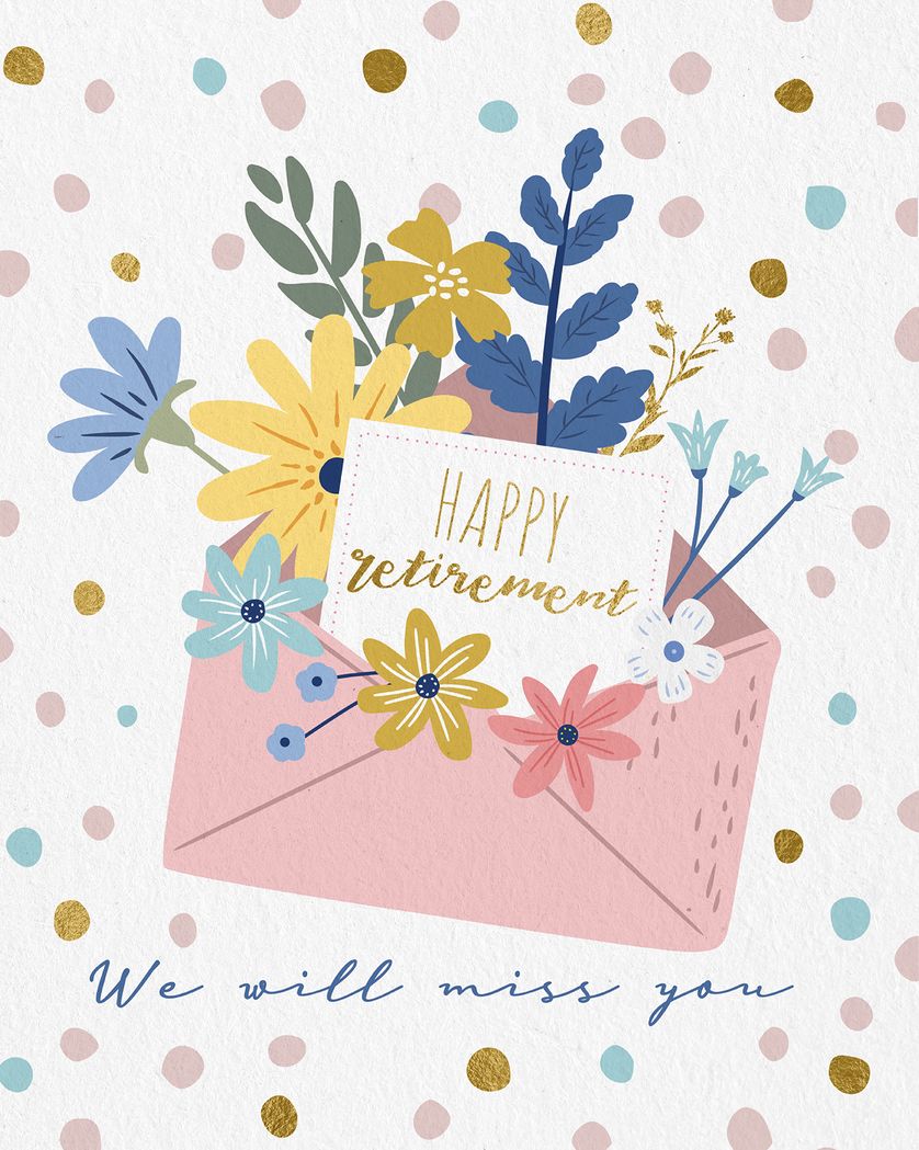 Card design "Floral Envelope - group retirement card"