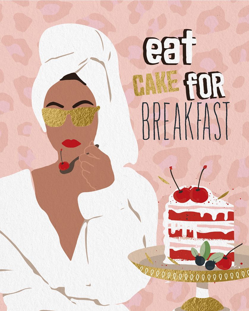 Card design "Glam birthday breakfast - group birthday ecard"