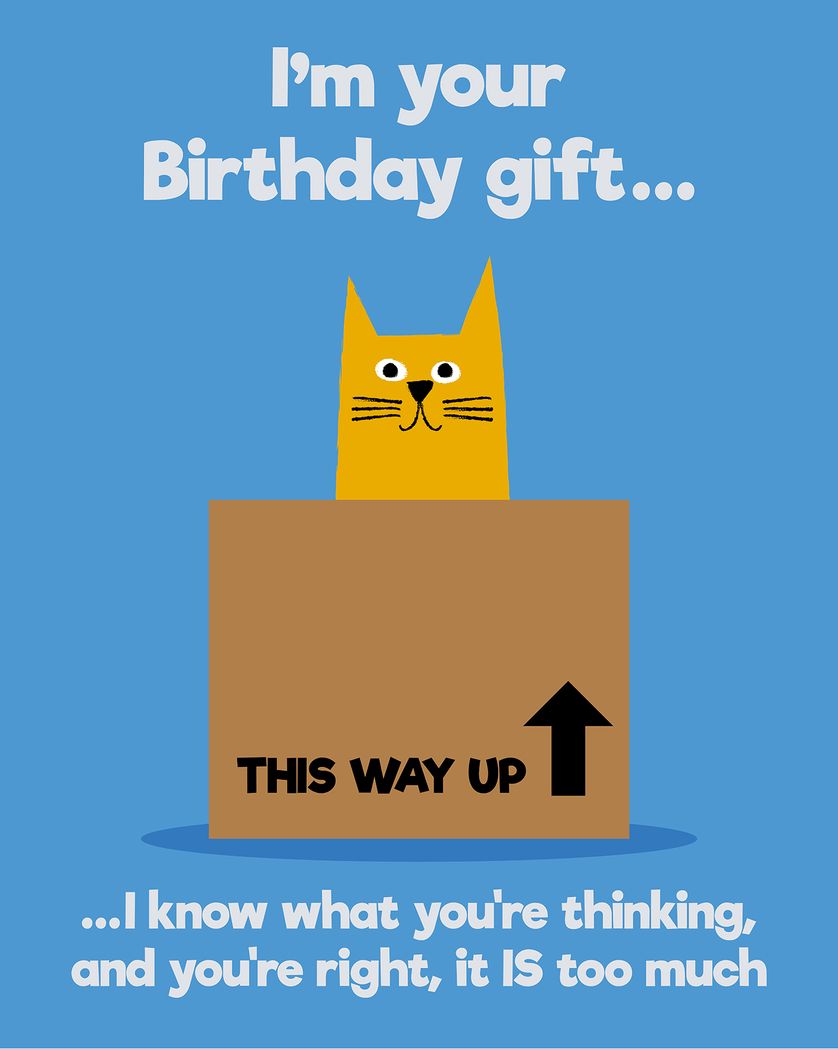 Card design "Orange cat in a box. - group Birthday card"