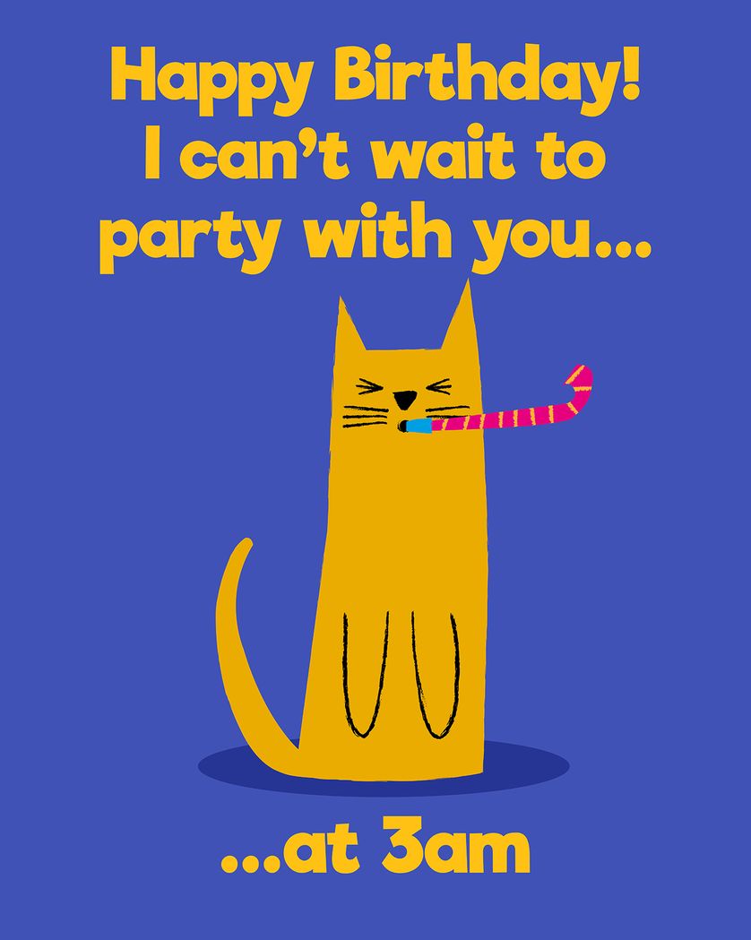 Card design "Orange cat, wake up call - group birthday ecard"