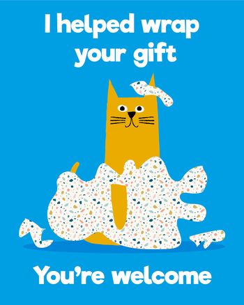 Use Orange Cat likes to wrap - group birthday ecard