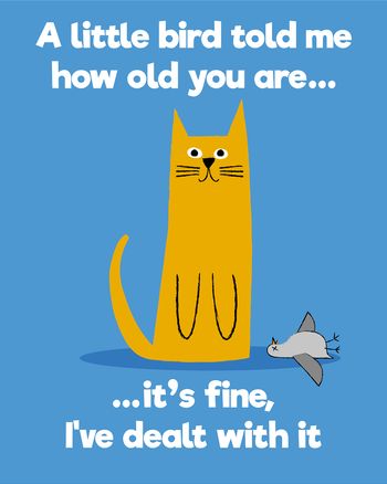 Use Orange Cat, little bird - group birthday ecard