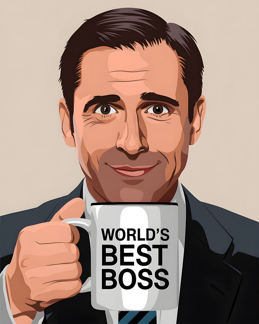 Card design "Michael Scott Mug - group boss day ecard"