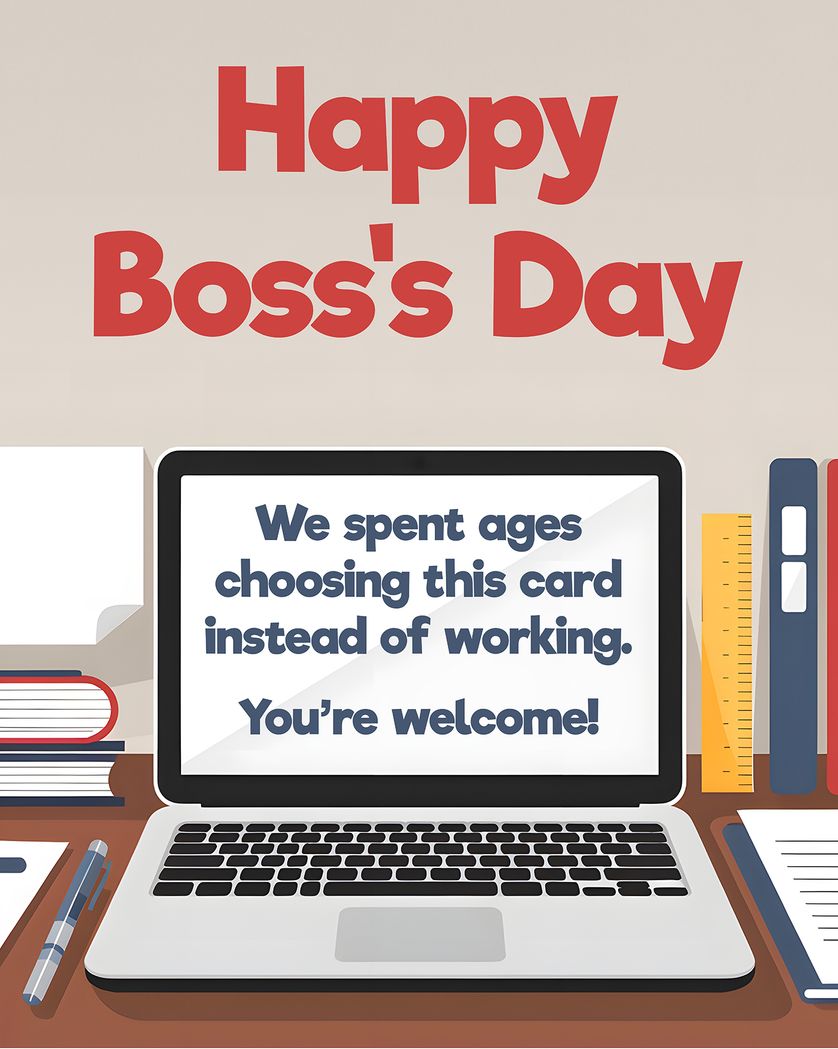 Card design "Time wasting group boss day ecard"