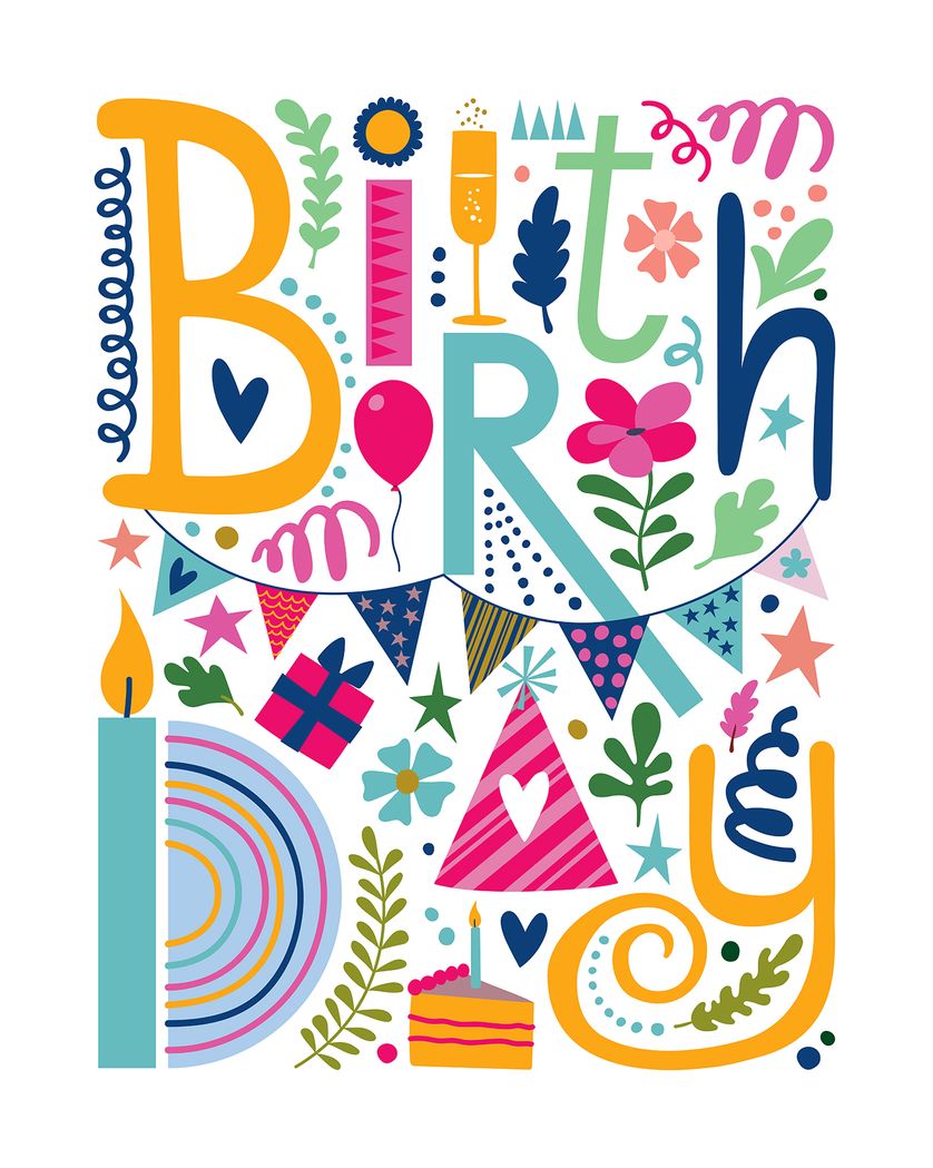 Card design "Pretty Ornaments - group Birthday ecard"