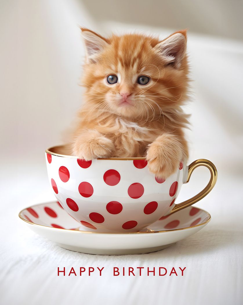 Card design "Cup of cute - group birthday ecard"