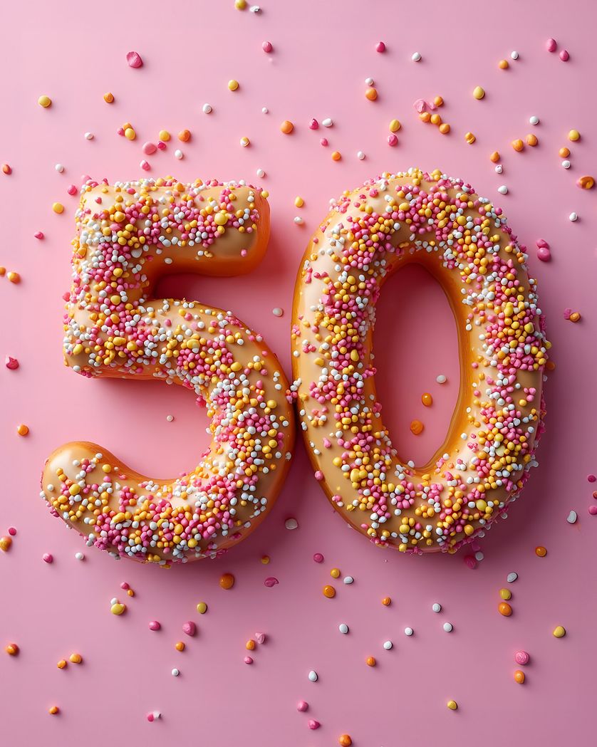 Card design "50 milestone donut - group birthday ecard"