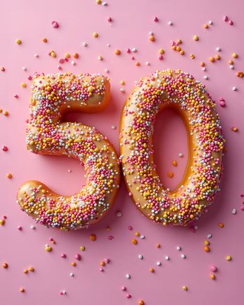 Use 50 milestone donut - group birthday ecard