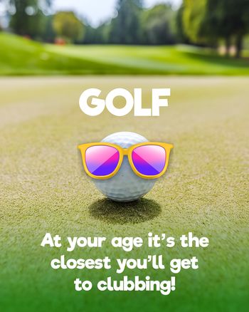 Use Raving Golf ball - group birthday ecard