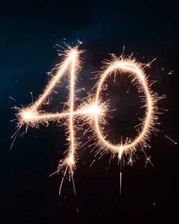 Use 40 sparkler milestone - group birthday ecard