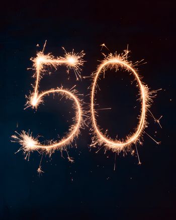 Use 50 sparkler milestone  - group birthday ecard