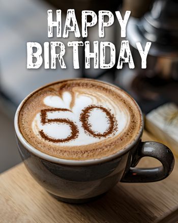 Use Coffee 50 milestone - group birthday ecard