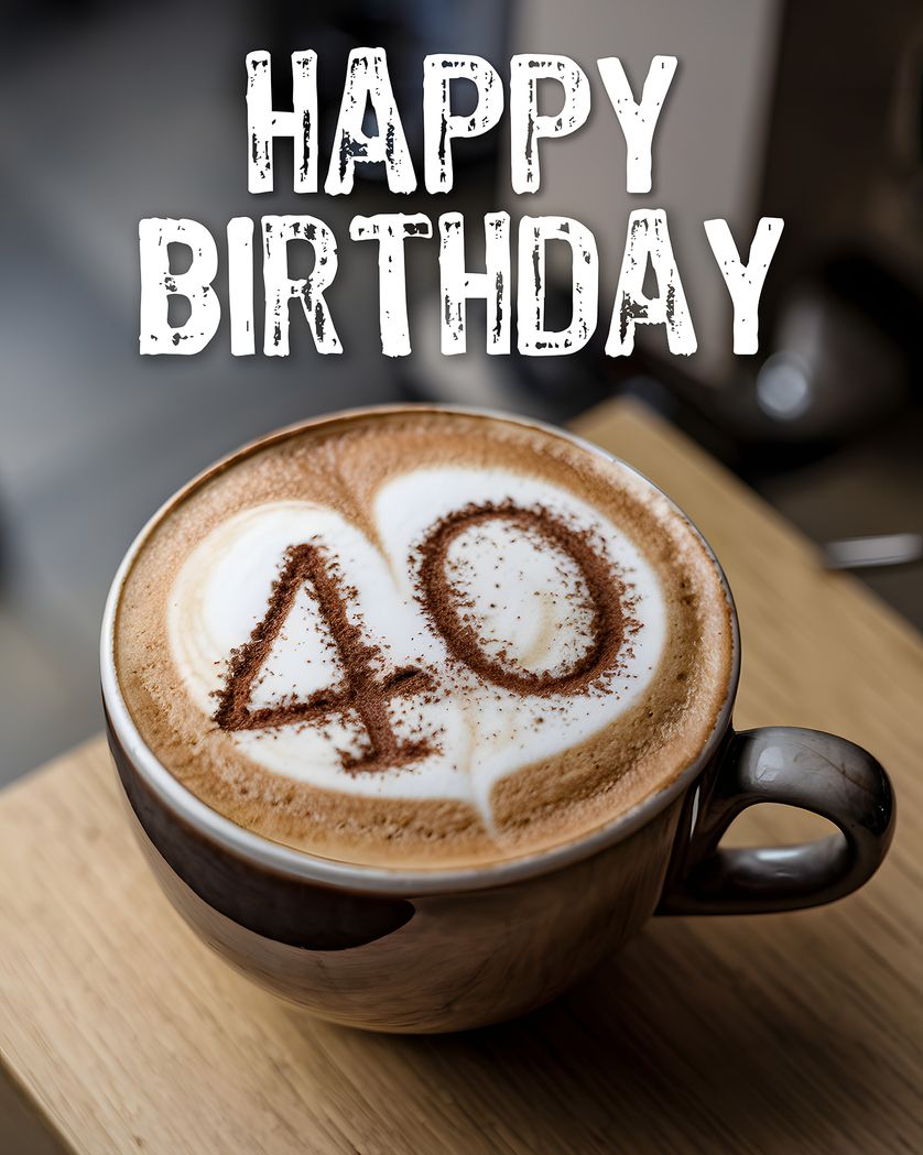 Card design "Coffee 40 milestone - group birthday ecard"