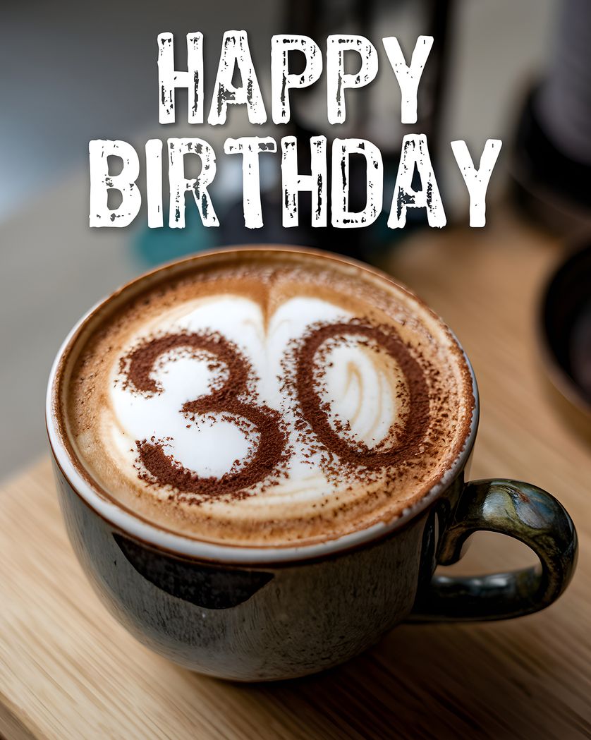 Card design "Coffee 30 milestone - group birthday ecard"