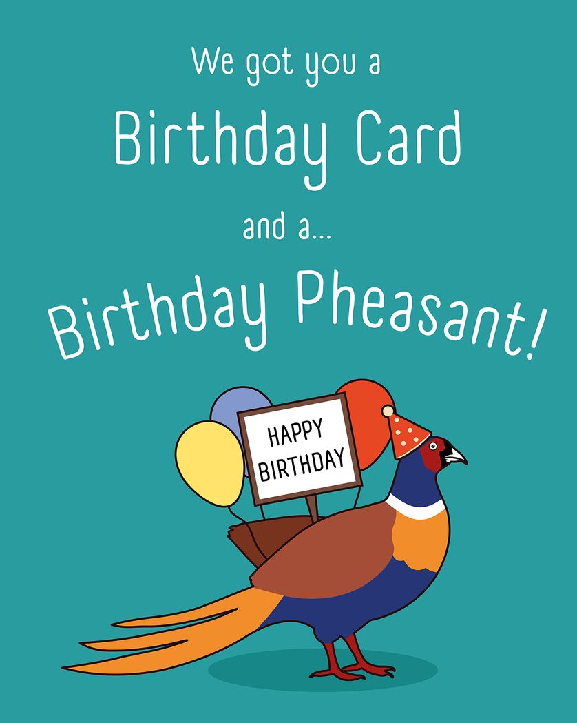 Card design "Birthday Pheasant - Group Birthday ecard"