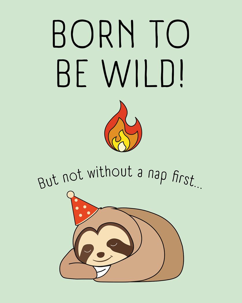 Card design "Wild sloth - group birthday ecard"