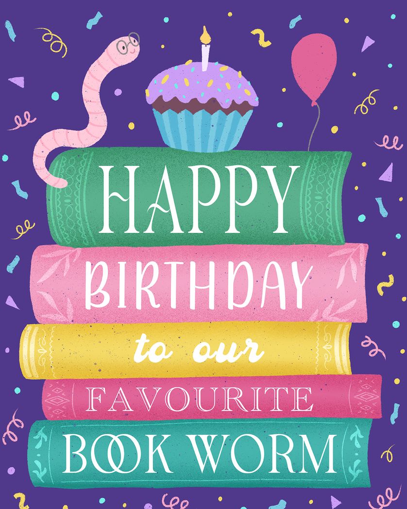 Card design "Book lover Group birthday ecard"