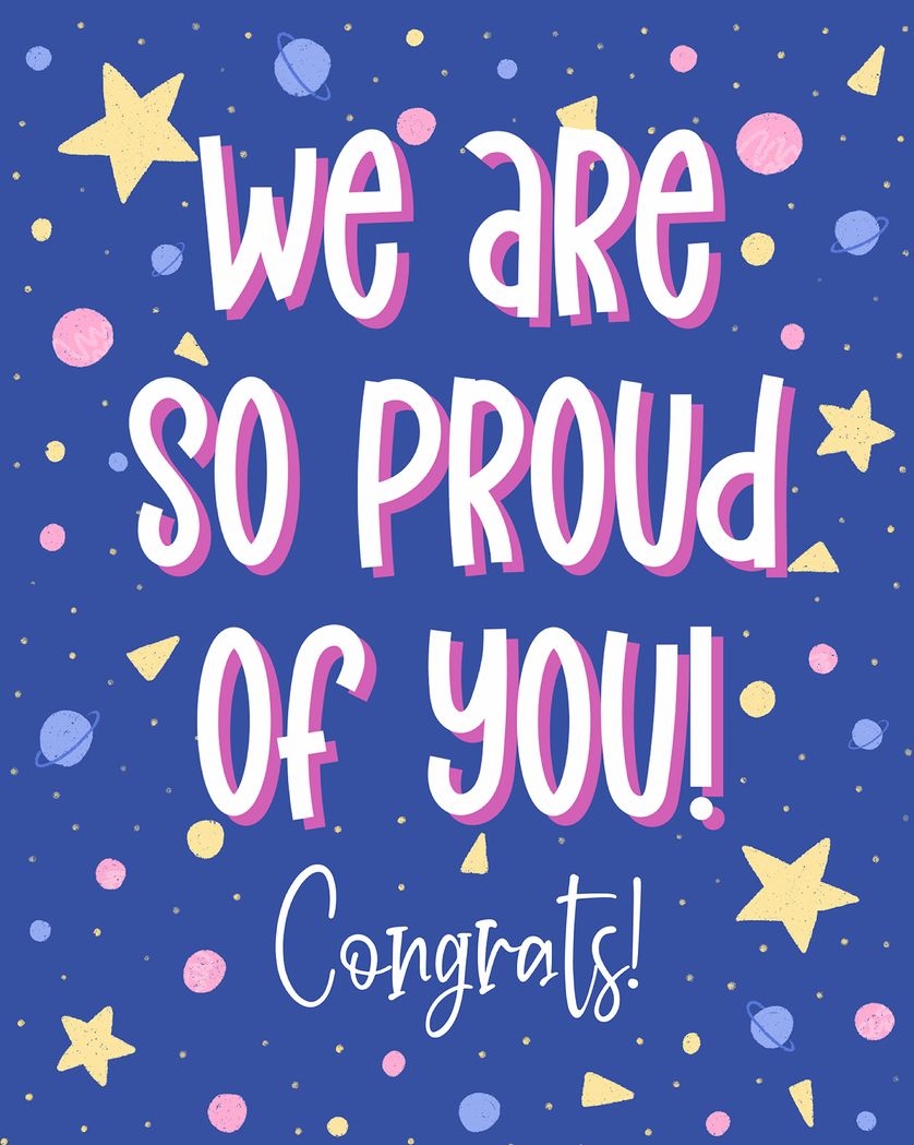 Card design "We're proud to the stars - group congrats ecard"